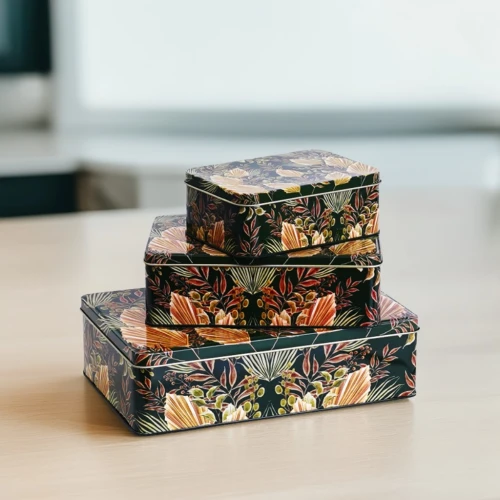 Rectangular Shape Tin Box Set Of 3